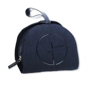 💙 Giorgio Armani Beauty Blue Vanity Bag Navy Blue Cosmetic Bag Pouch GA Logo 💙